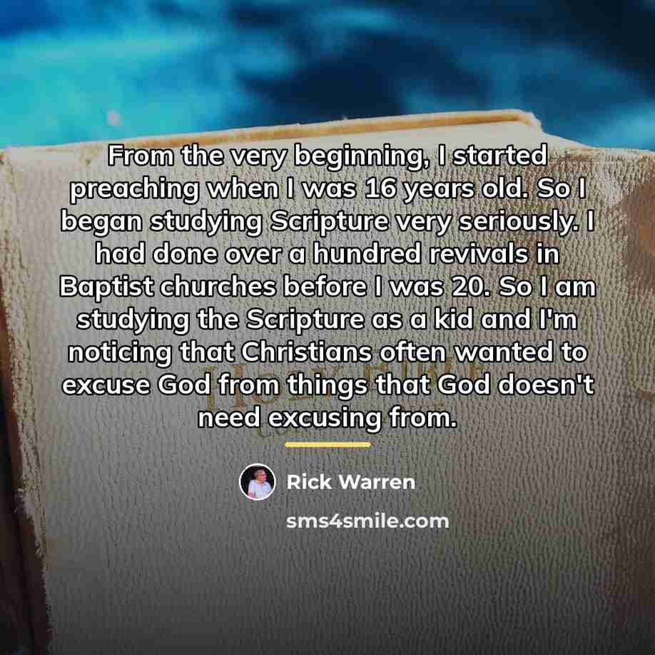 “From the very beginning, I started preaching when I was…” quote by Rick Warren