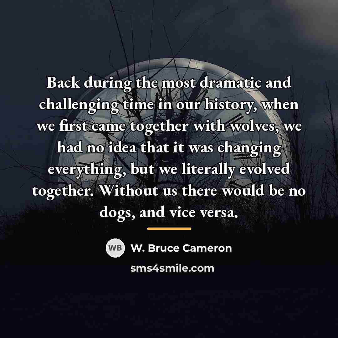 “Back during the most dramatic and challenging time in our…” quote by W. Bruce Cameron