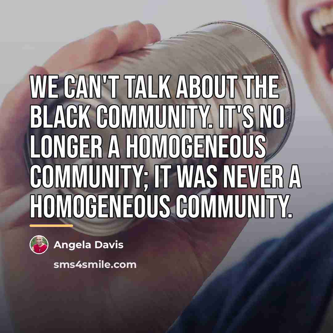 “We can't talk about the black community. It's no longer…” quote by Angela Davis