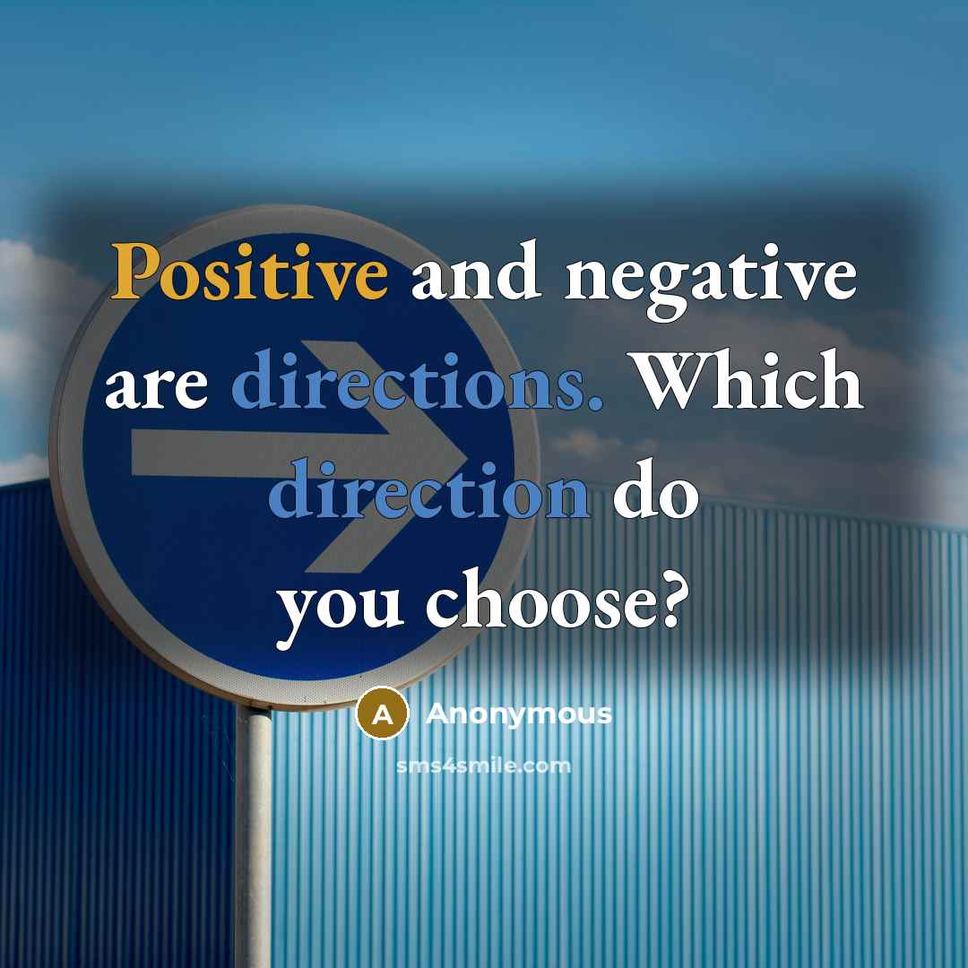 “Positive and negative are directions. Which direction do you choose?” quote by Anonymous