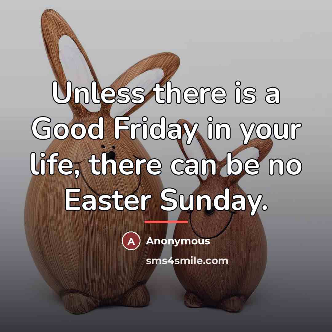 “Unless there is a Good Friday in your life, there…” quote by Anonymous