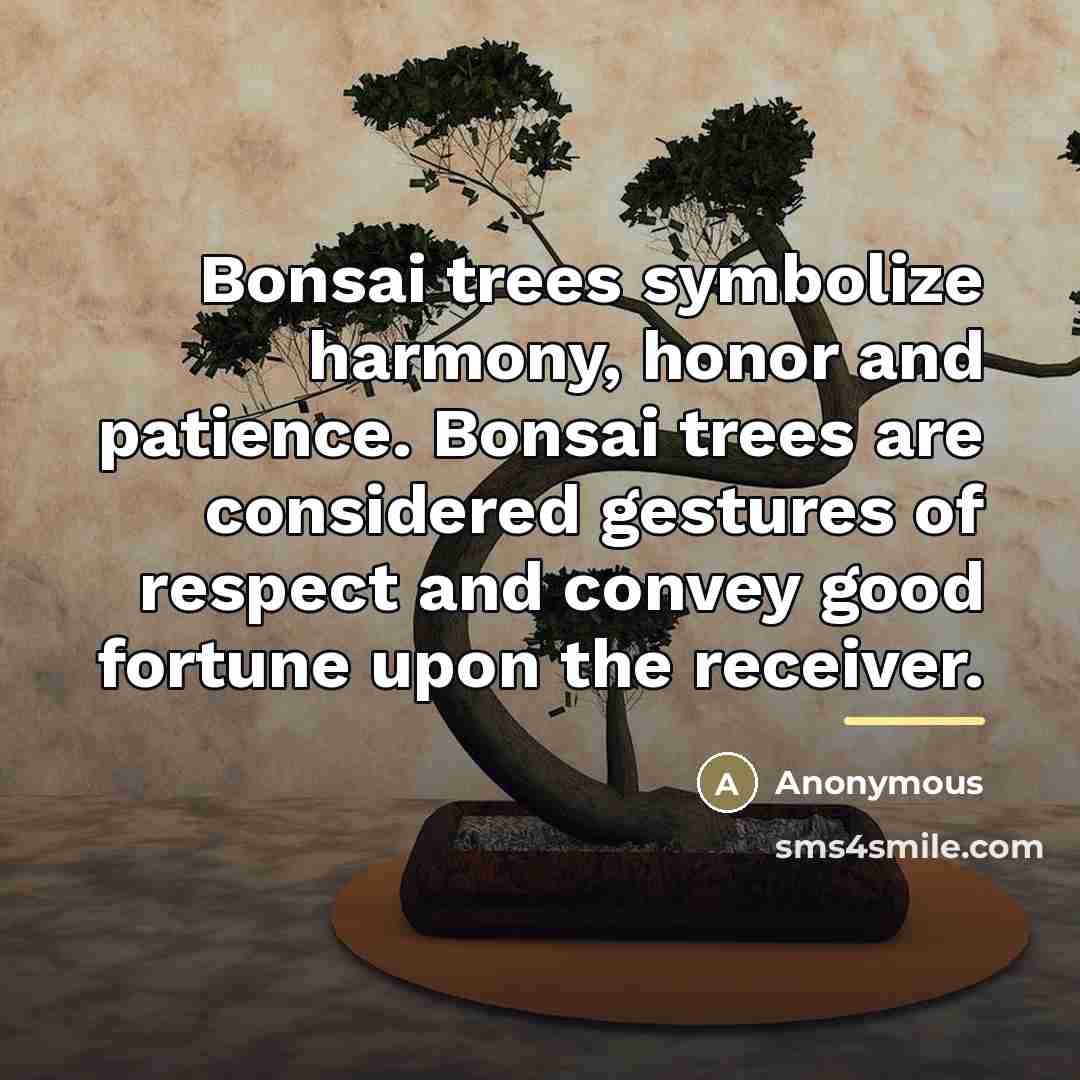 “Bonsai trees symbolize harmony, honor and patience. Bonsai trees are…” quote by Anonymous