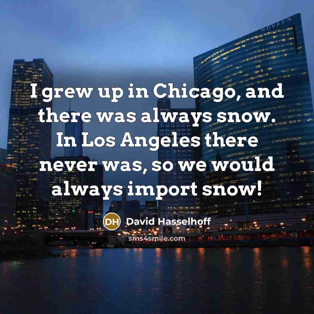 “I grew up in Chicago, and there was always snow.…” quote by David Hasselhoff