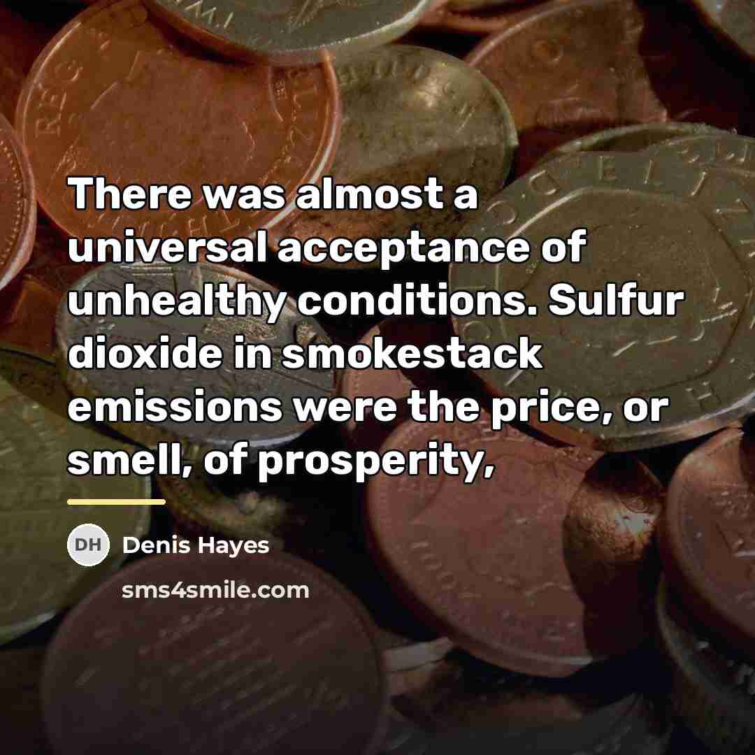 “There was almost a universal acceptance of unhealthy conditions. Sulfur…” quote by Denis Hayes