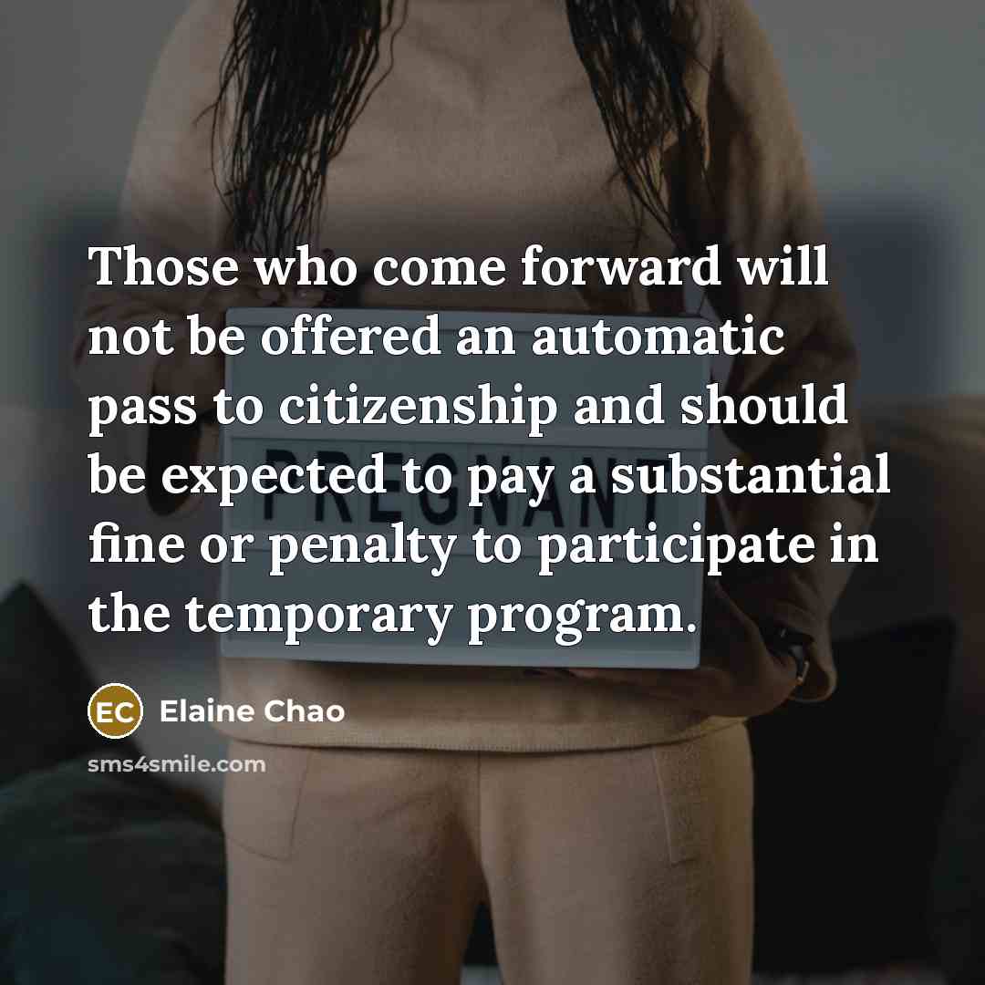 “Those who come forward will not be offered an automatic…” quote by Elaine Chao