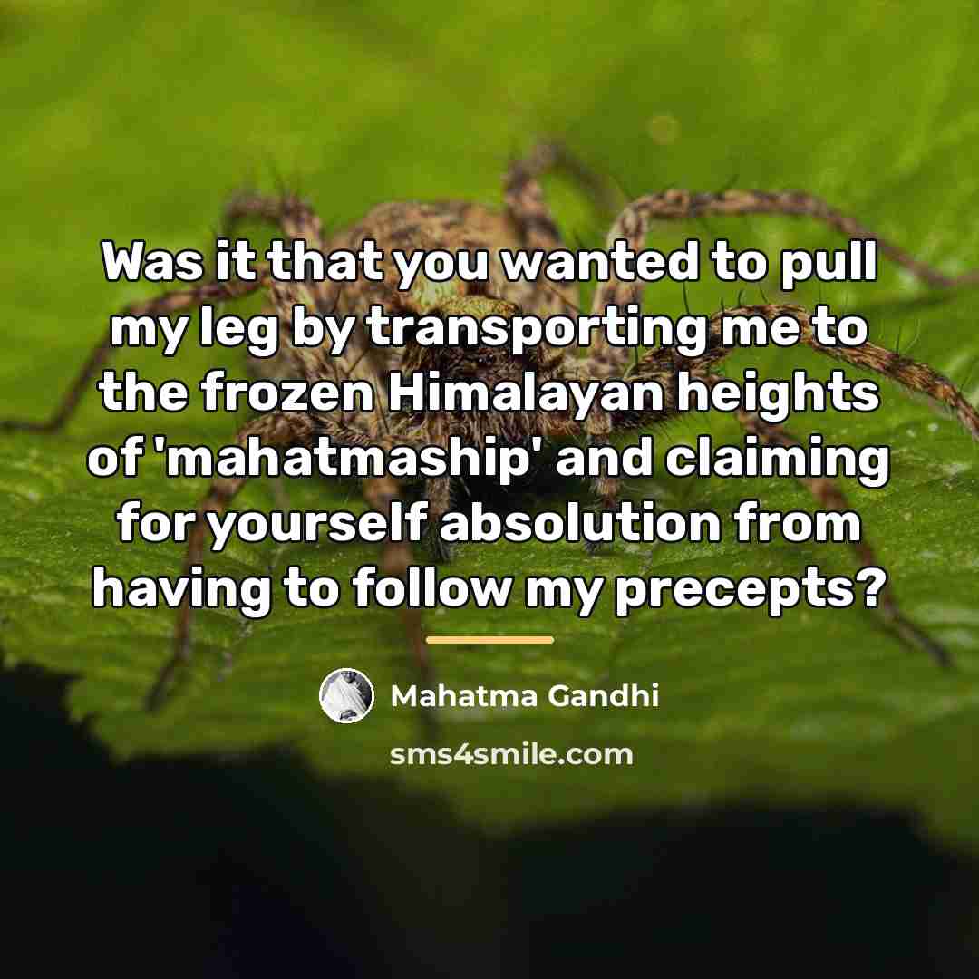 “Was it that you wanted to pull my leg by…” quote by Mahatma Gandhi