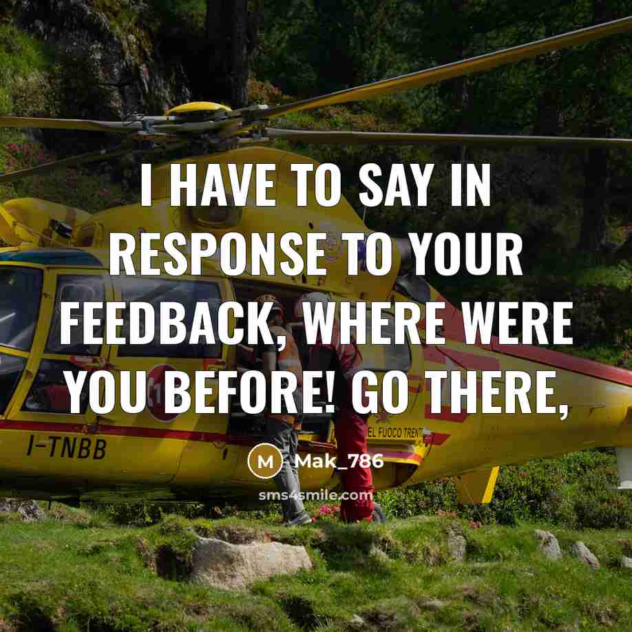 “I have to say in response to your feedback, where were you before! Go there,” quote by Mak_786