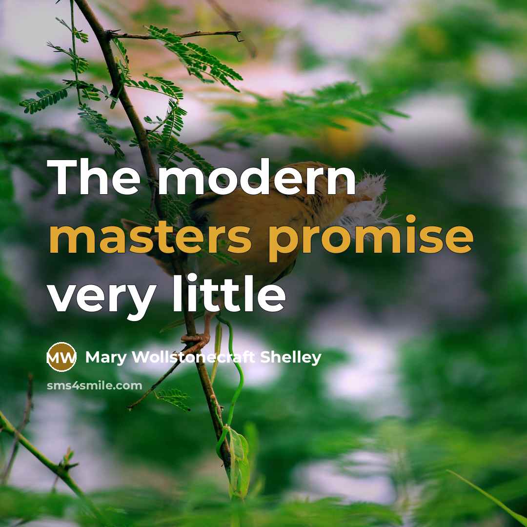 “The modern masters promise very little…” quote by Mary Wollstonecraft Shelley