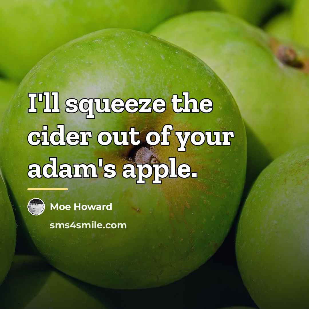 “I'll squeeze the cider out of your adam's apple.…” quote by Moe Howard