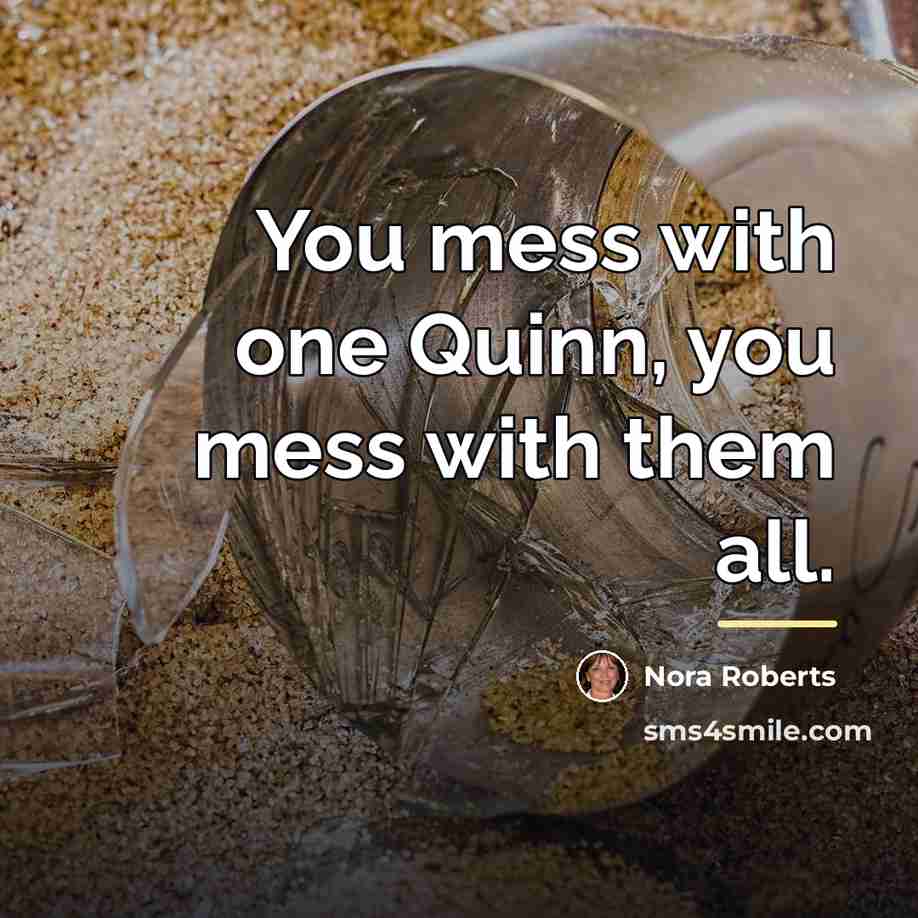 “You mess with one Quinn, you mess with them all.…” quote by Nora Roberts