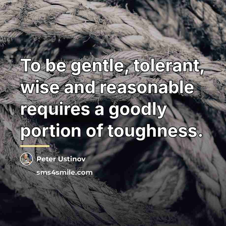 “To be gentle, tolerant, wise and reasonable requires a goodly…” quote by Peter Ustinov