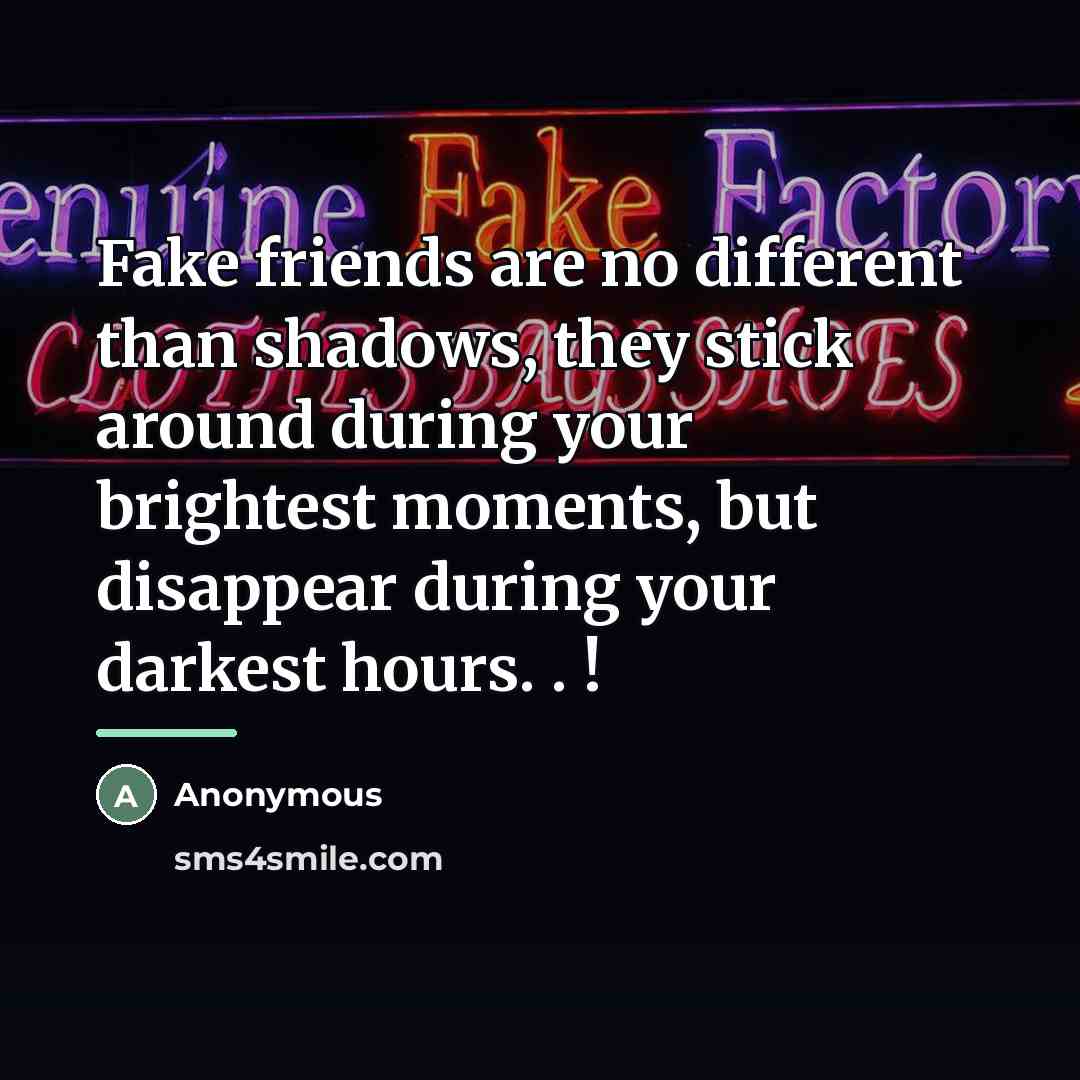 “Fake friends are no different than shadows, they stick around…” quote by Anonymous