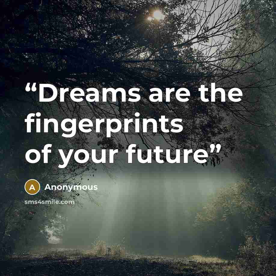 “Dreams are the fingerprints of your future” quote by Anonymous