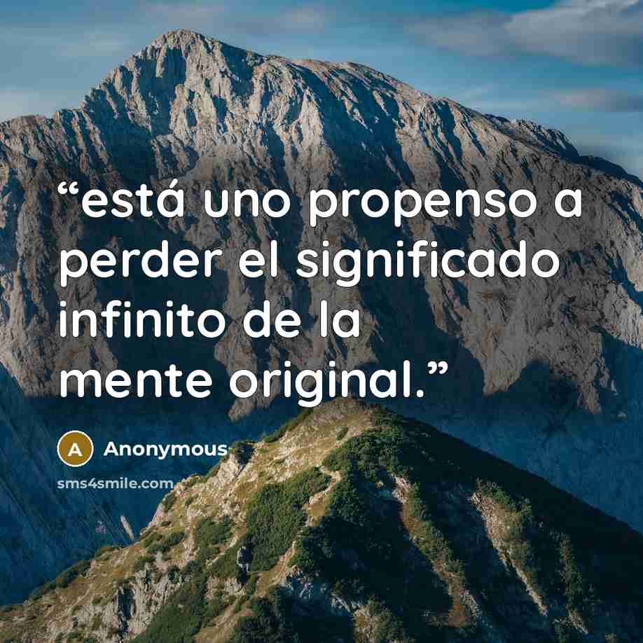 “está uno propenso a perder el significado infinito de la mente original.” quote by Anonymous
