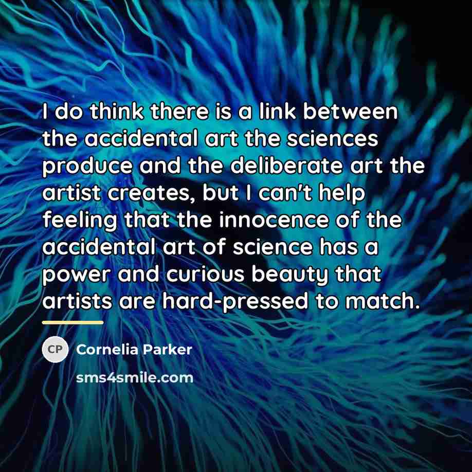 “I do think there is a link between the accidental…” quote by Cornelia Parker