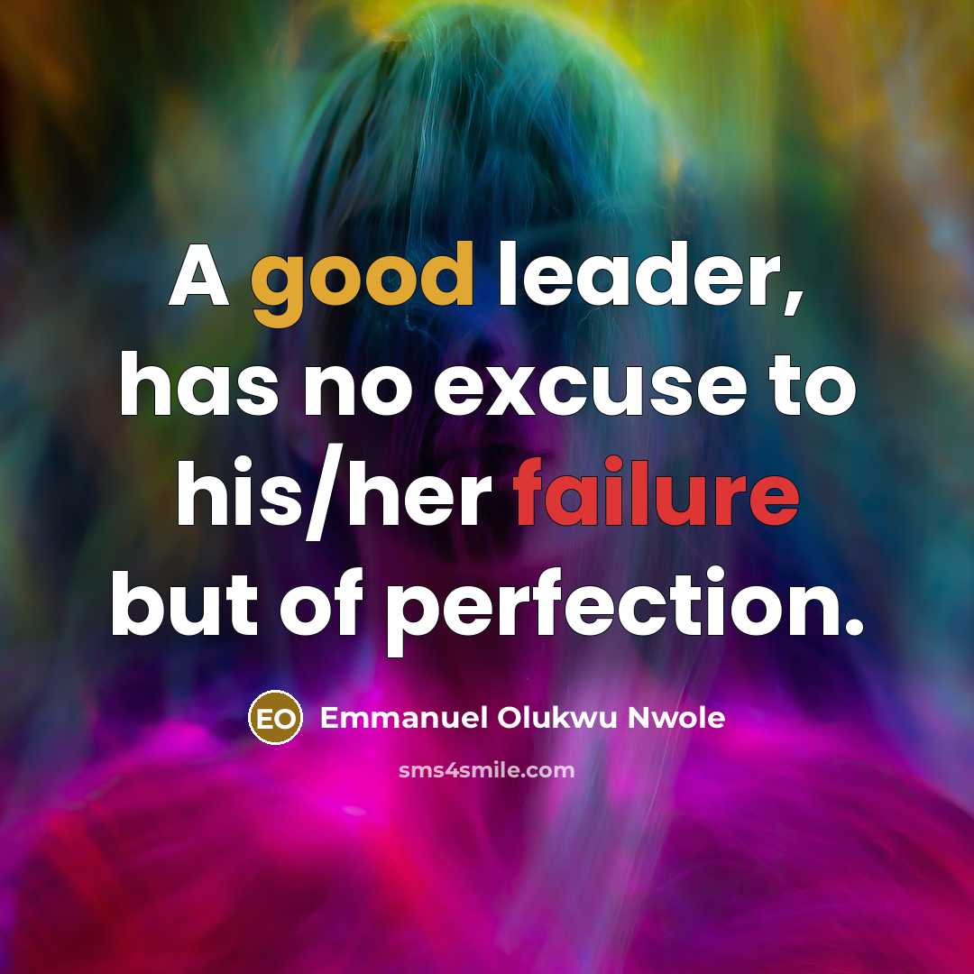 “A good leader, has no excuse to his/her failure but…” quote by Emmanuel Olukwu Nwole