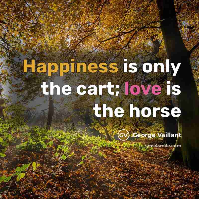 “Happiness is only the cart; love is the horse…” quote by George Vaillant