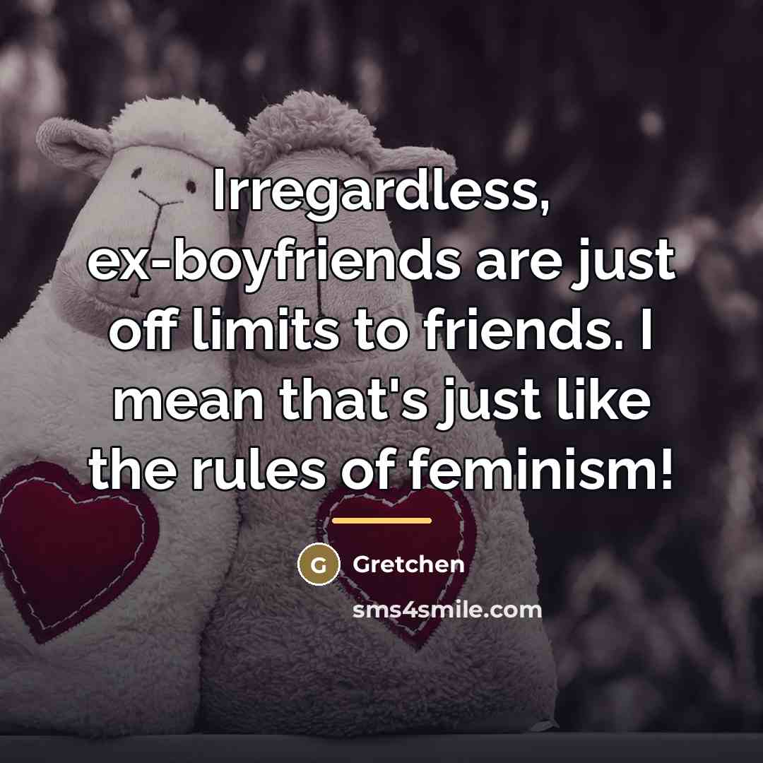 “Irregardless, ex-boyfriends are just off limits to friends. I mean…” quote by Gretchen