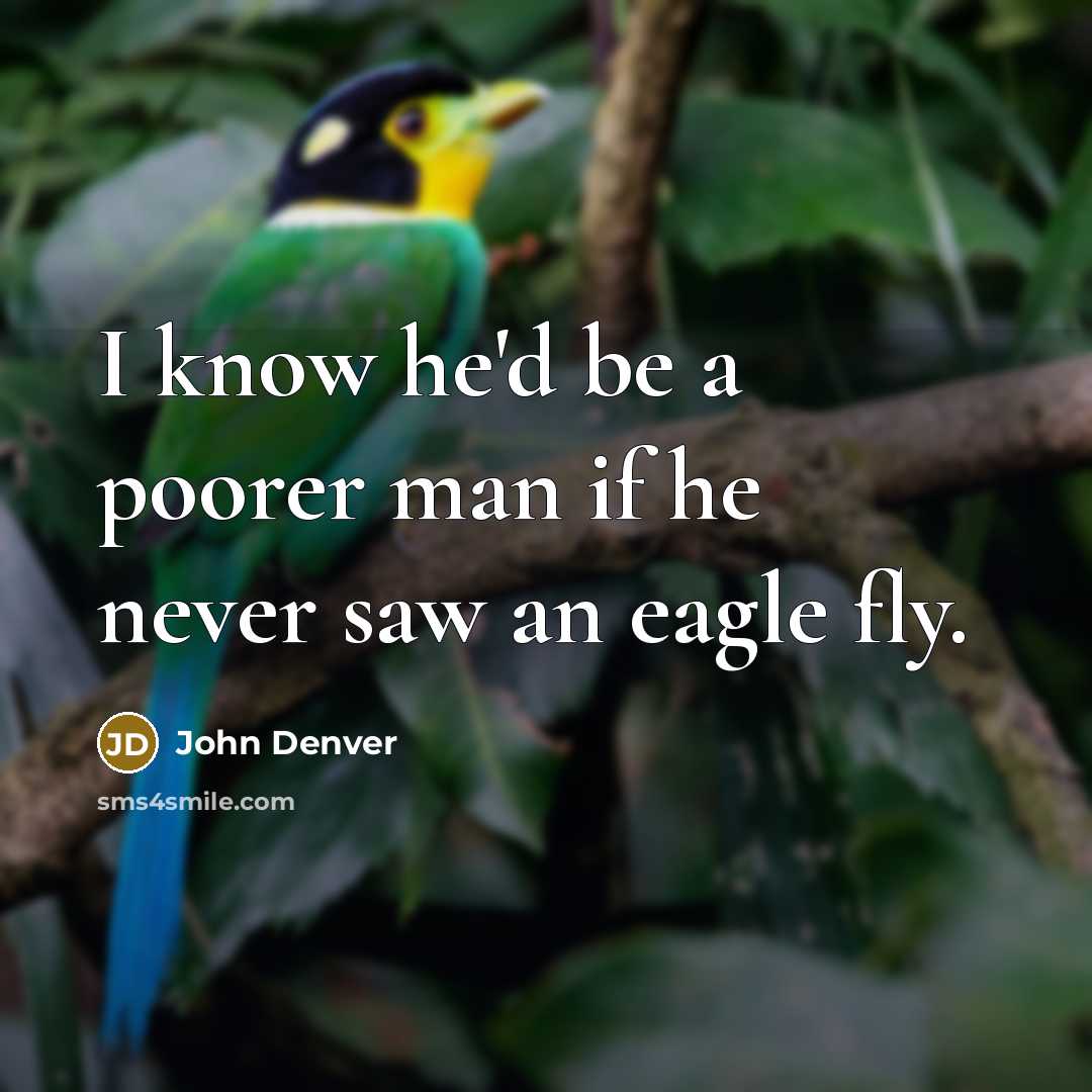 “I know he'd be a poorer man if he never saw an eagle fly.” quote by John Denver