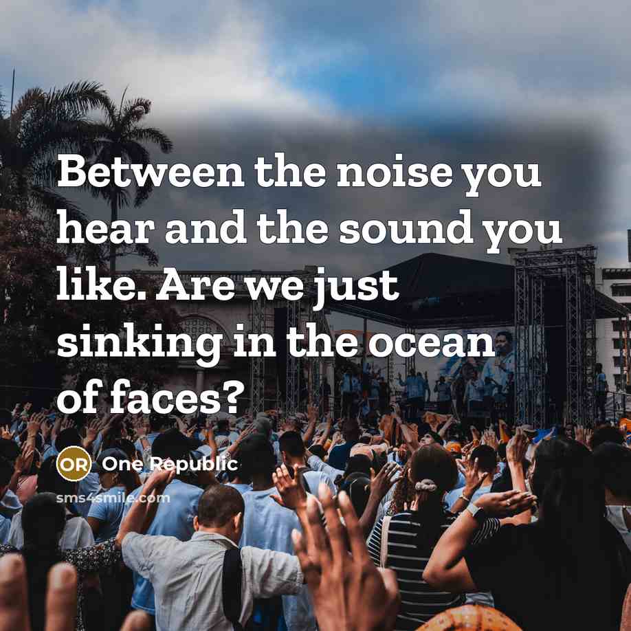 “Between the noise you hear and the sound you like. Are we just sinking in the ocean of faces?” quote by One Republic