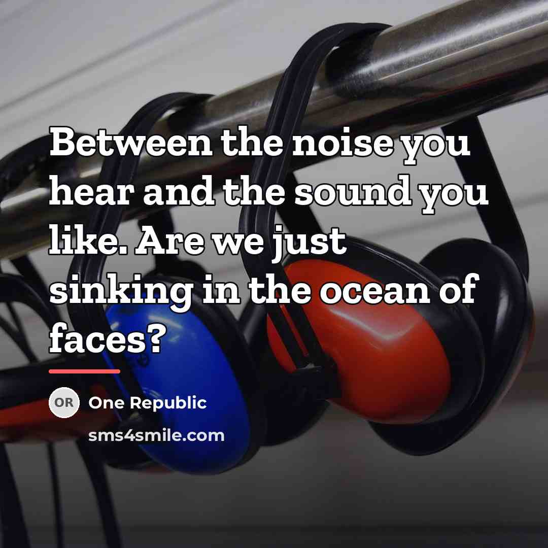 “Between the noise you hear and the sound you like.…” quote by One Republic