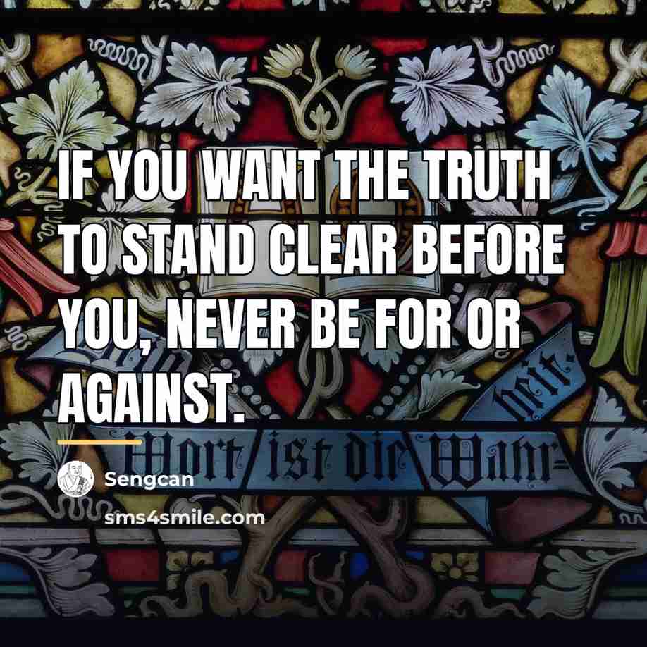 “If you want the truth to stand clear before you,…” quote by Sengcan