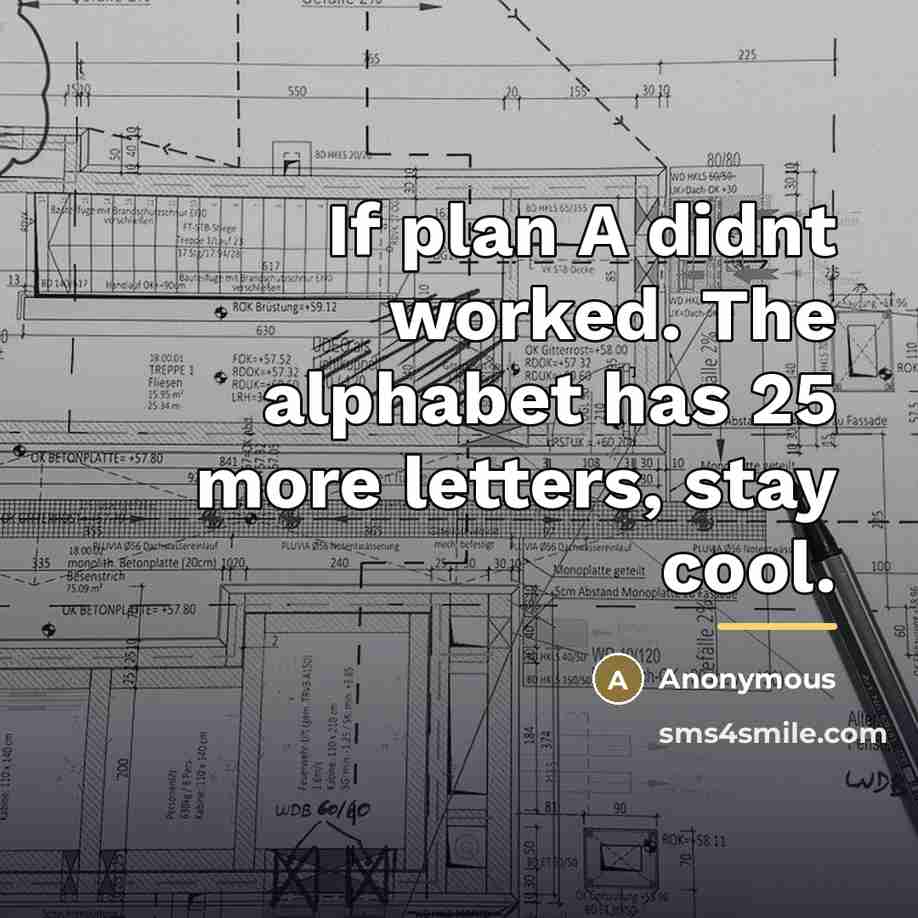 “If plan A didnt worked. The alphabet has 25 more…” quote by Anonymous