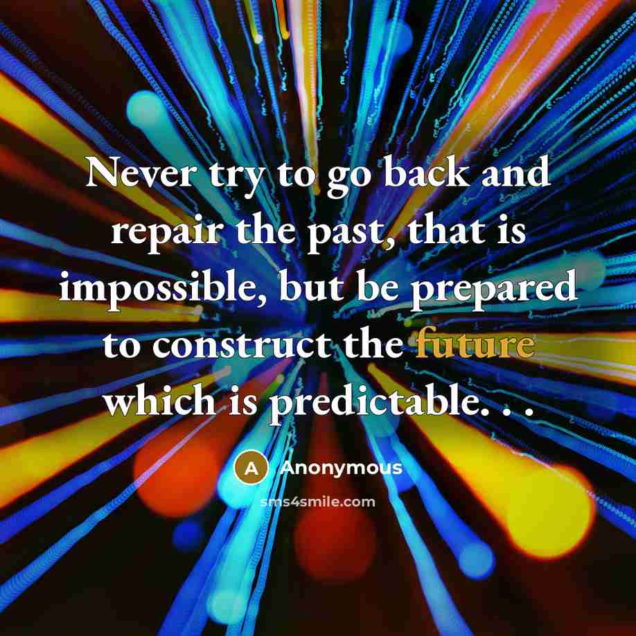“Never try to go back and repair the past, that…” quote by Anonymous