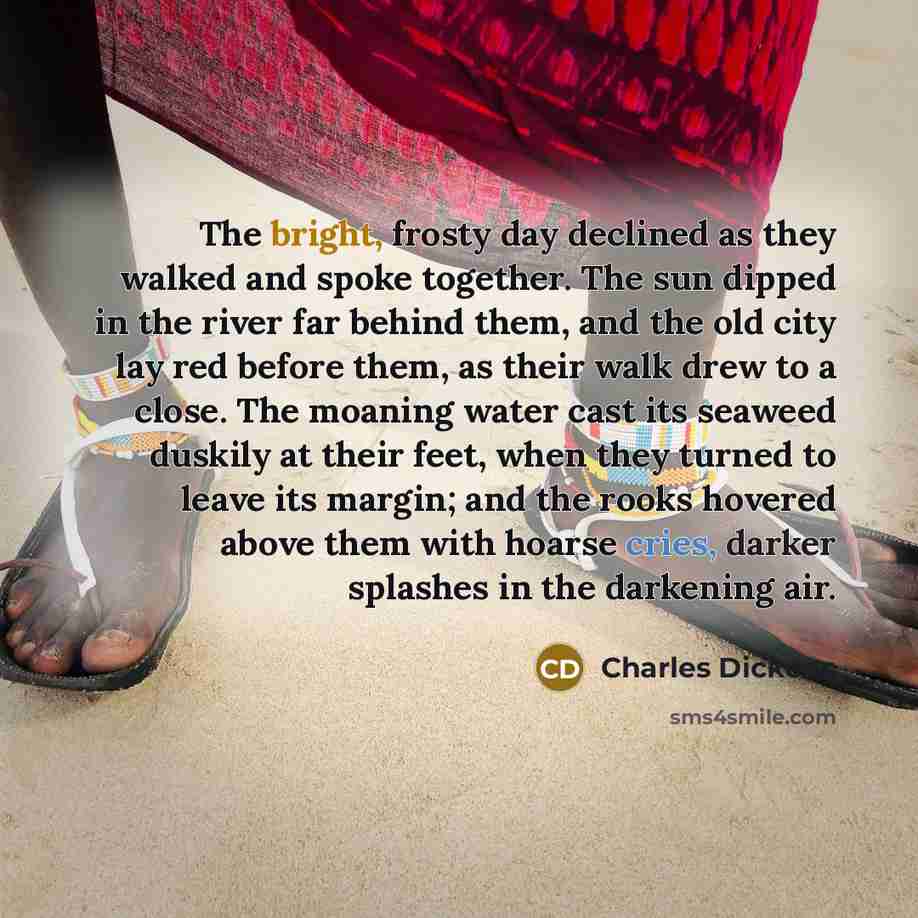 “The bright, frosty day declined as they walked and spoke…” quote by Charles Dickens