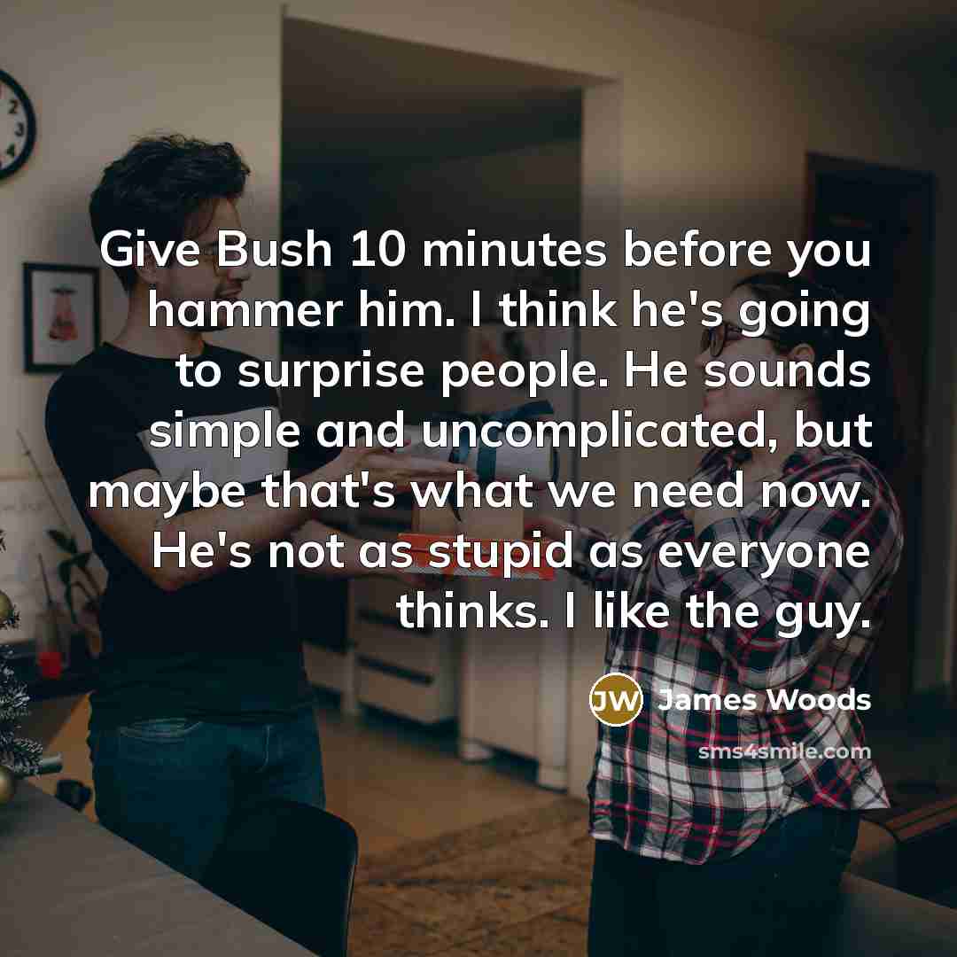 “Give Bush 10 minutes before you hammer him. I think…” quote by James Woods