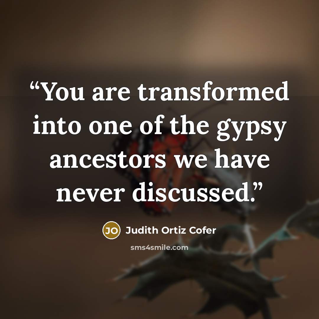 “You are transformed into one of the gypsy ancestors we have never discussed.” quote by Judith Ortiz Cofer