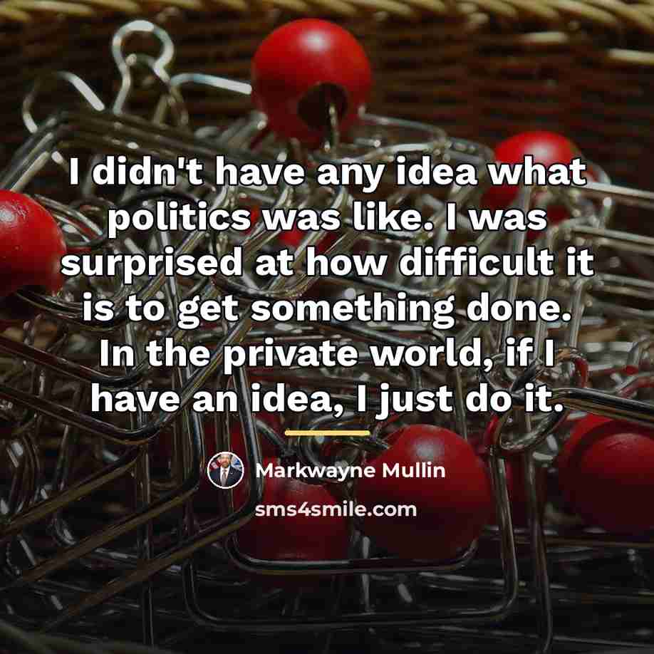 “I didn't have any idea what politics was like. I…” quote by Markwayne Mullin