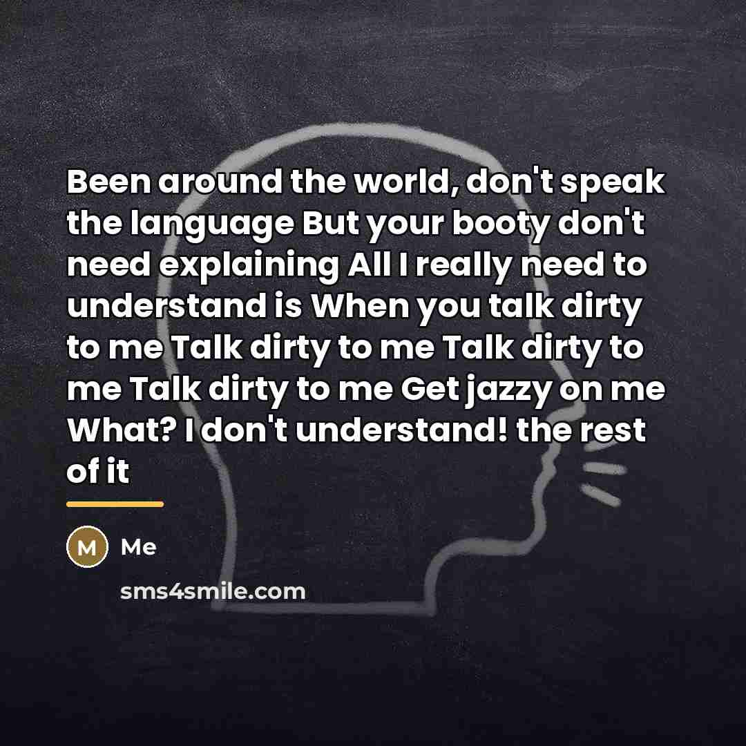 “Been around the world, don't speak the language But your…” quote by Me