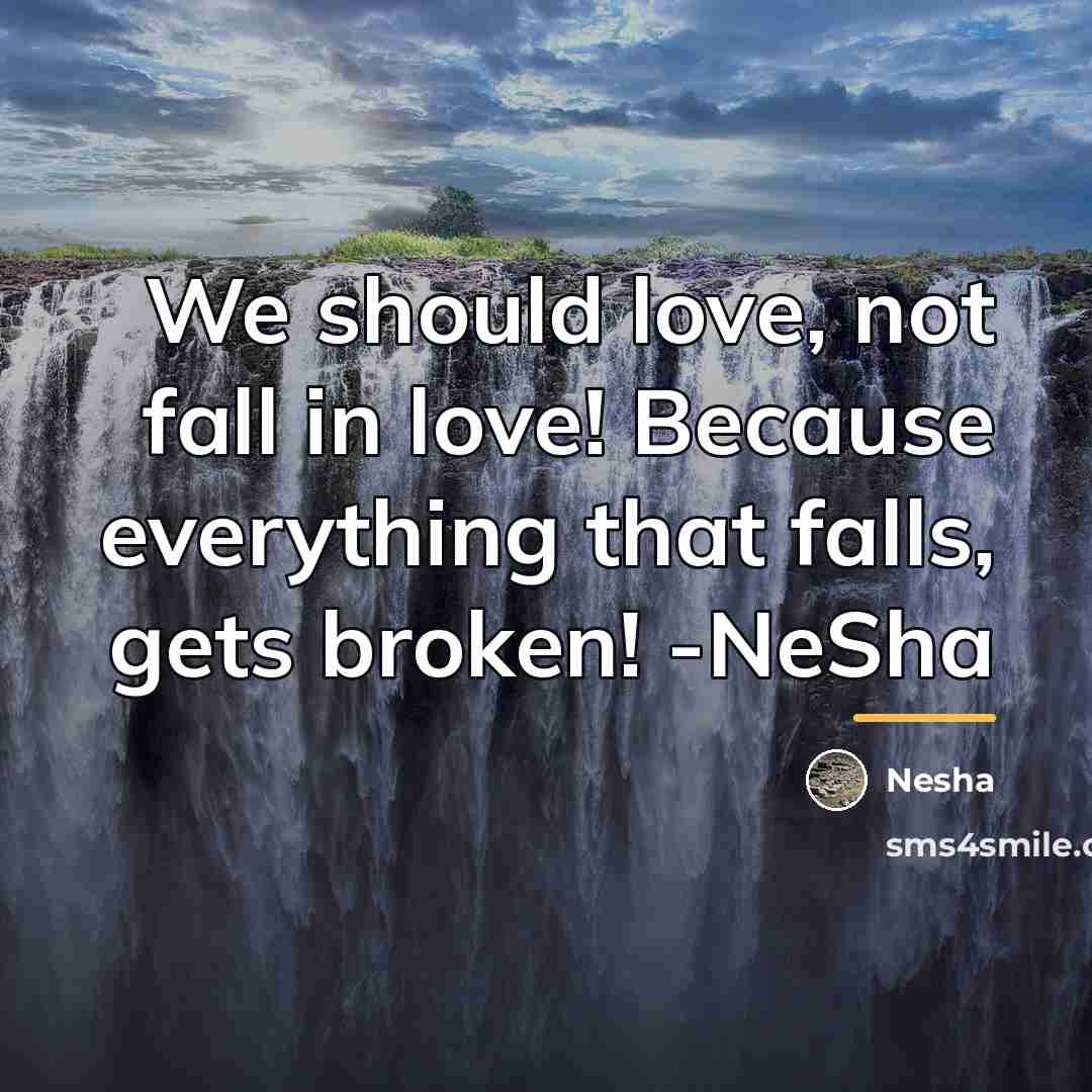 “We should love, not fall in love! Because everything that…” quote by Nesha