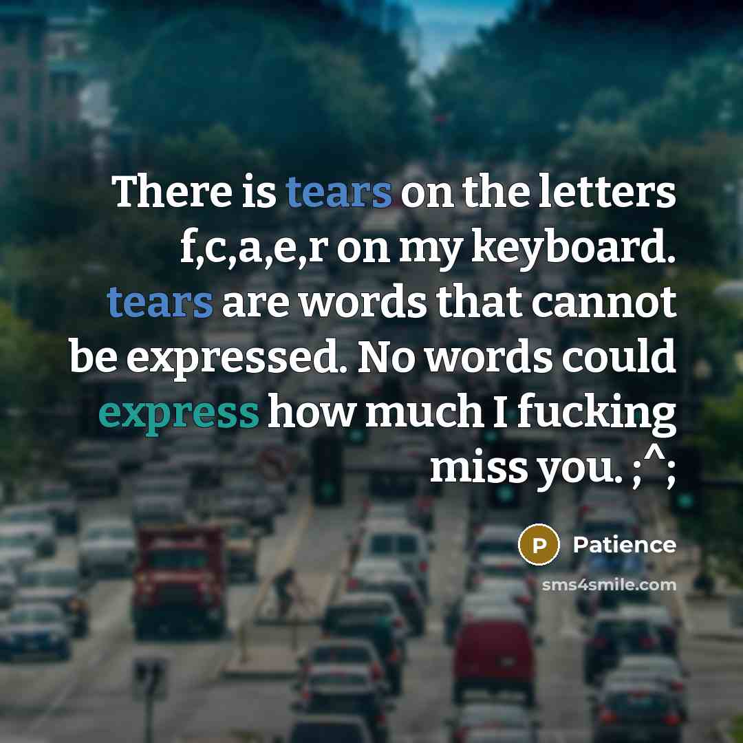 “There is tears on the letters f,c,a,e,r on my keyboard.…” quote by Patience