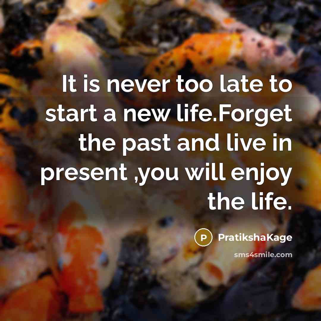 “It is never too late to start a new life.Forget the past and live in present ,you will enjoy the life.” quote by PratikshaKage