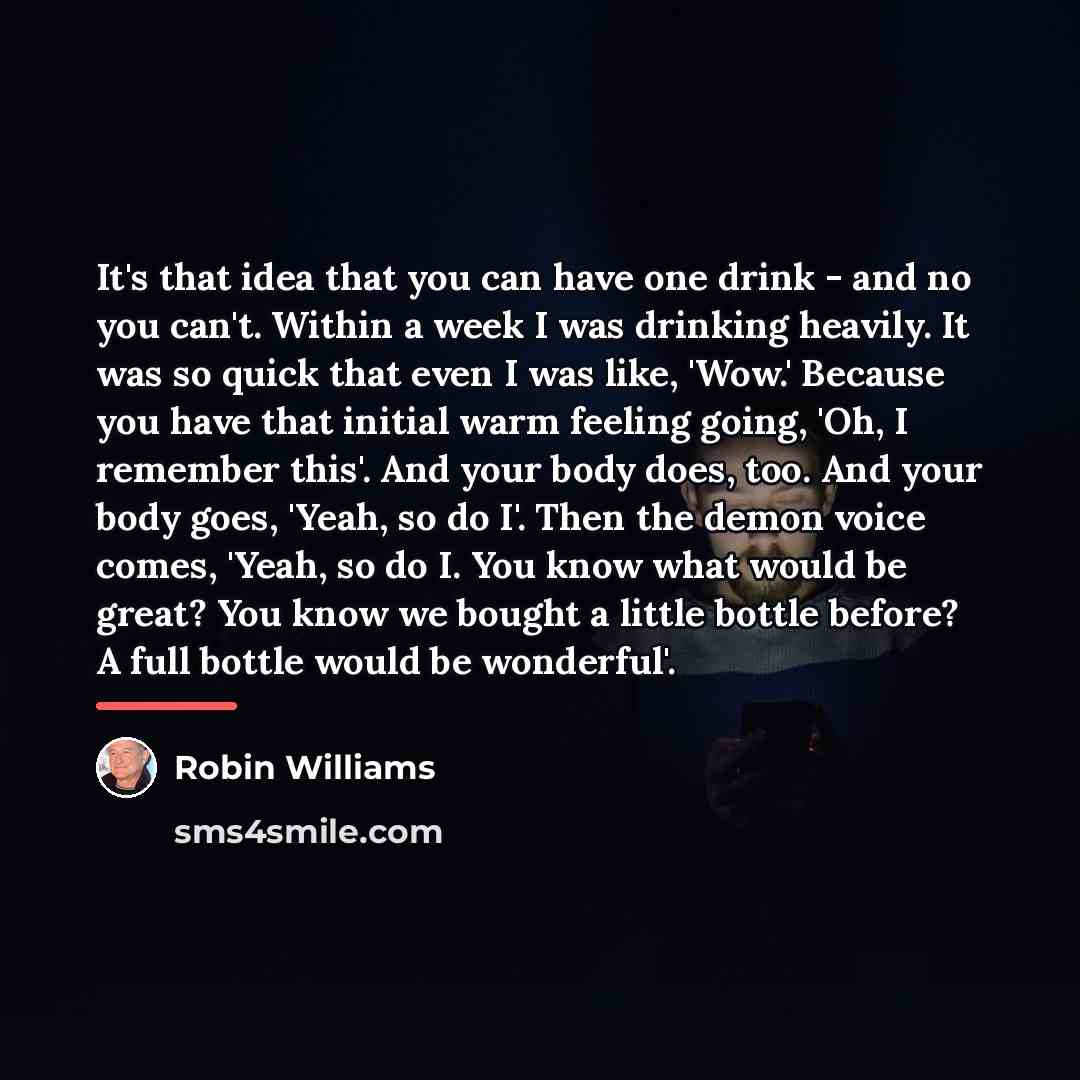 “It's that idea that you can have one drink -…” quote by Robin Williams