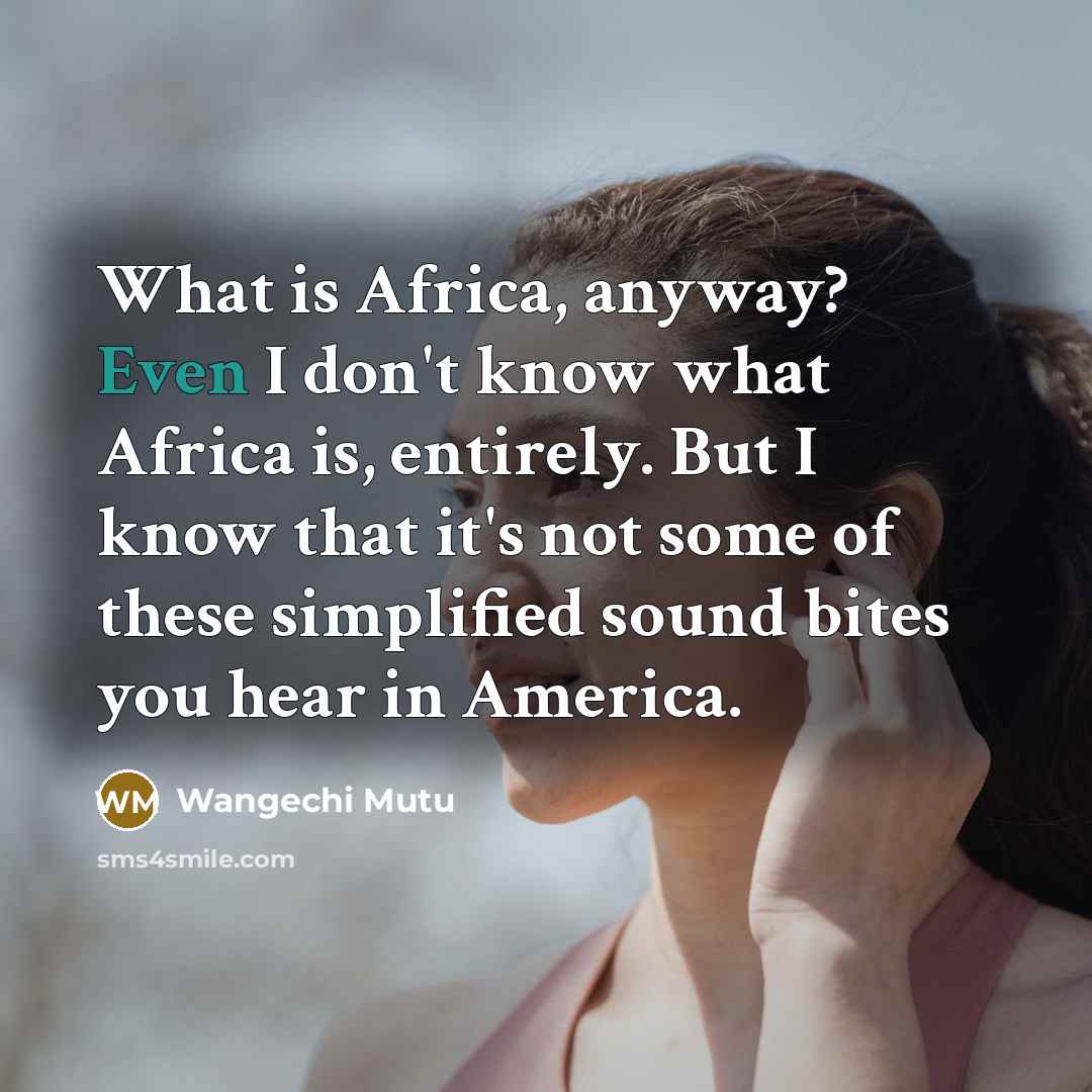“What is Africa, anyway? Even I don't know what Africa is, entirely. But I know that it's not some of these simplified sound bites you hear in America.” quote by Wangechi Mutu