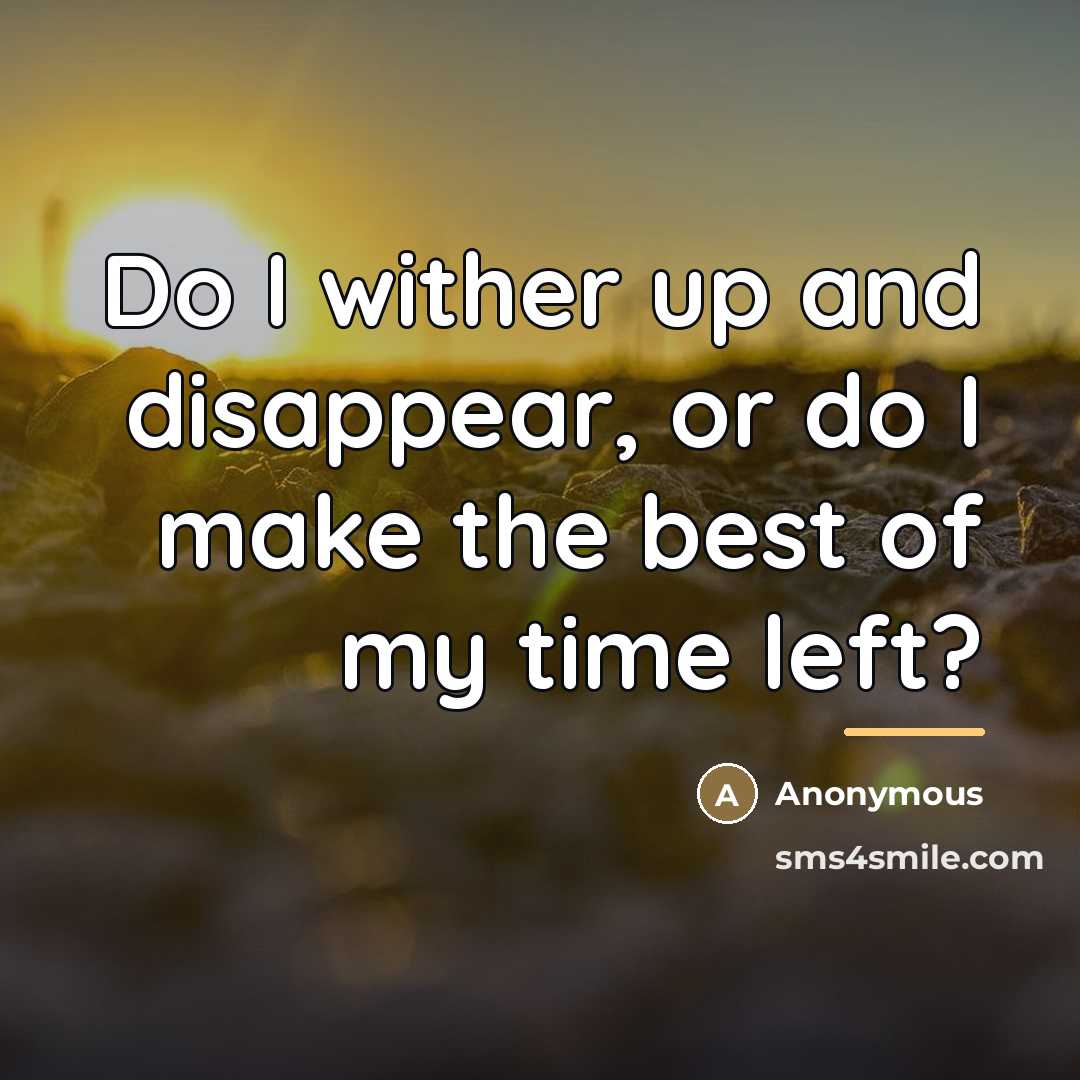 “Do I wither up and disappear, or do I make…” quote by Anonymous