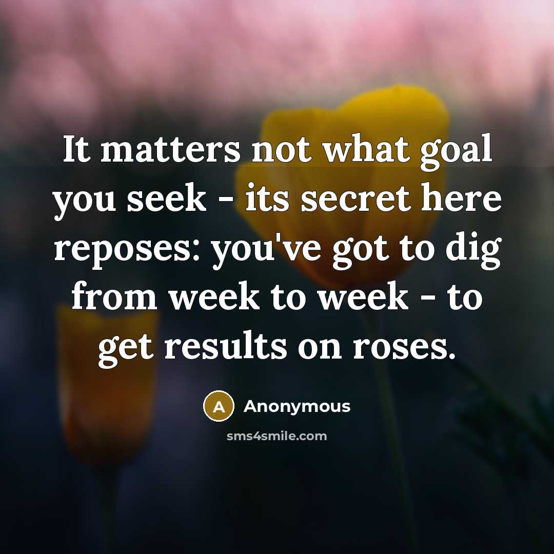 “It matters not what goal you seek - its secret…” quote by Anonymous