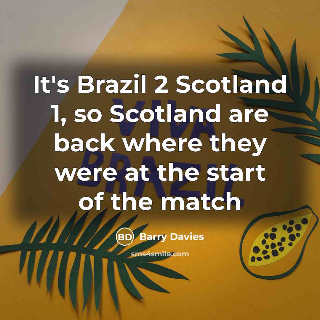 “It's Brazil 2 Scotland 1, so Scotland are back where…” quote by Barry Davies