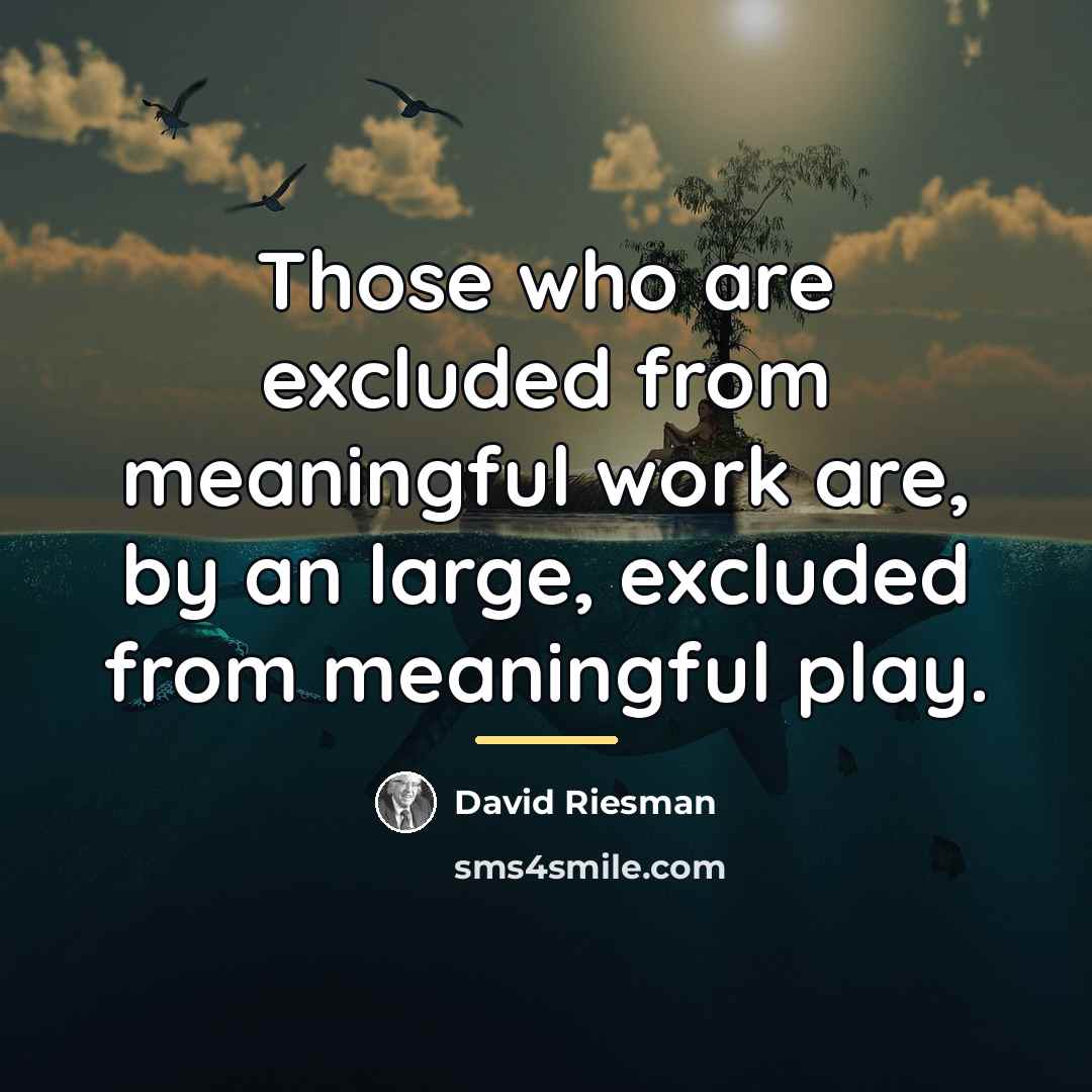 “Those who are excluded from meaningful work are, by an…” quote by David Riesman