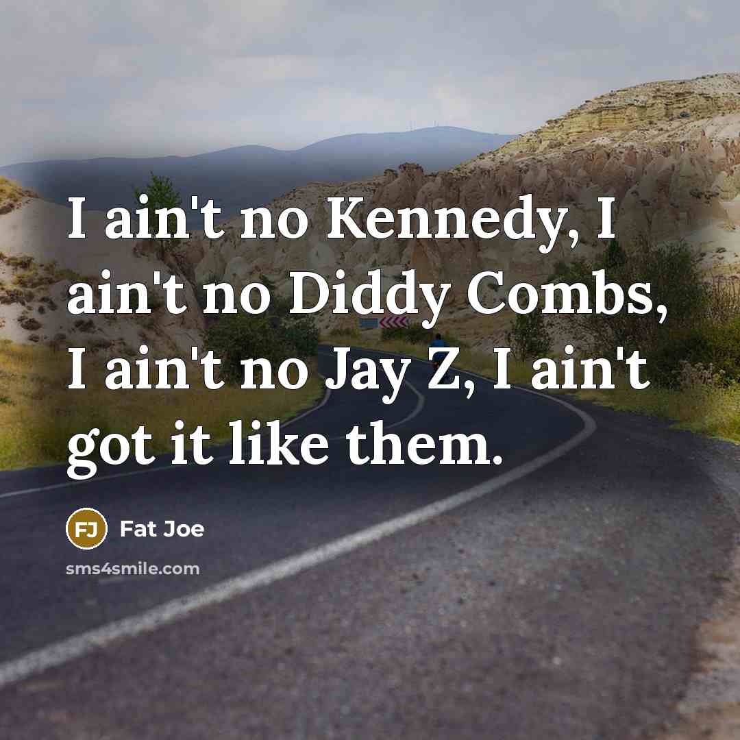 “I ain't no Kennedy, I ain't no Diddy Combs, I ain't no Jay Z, I ain't got it like them.” quote by Fat Joe