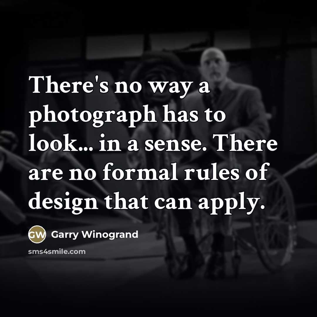 “There's no way a photograph has to look... in a…” quote by Garry Winogrand