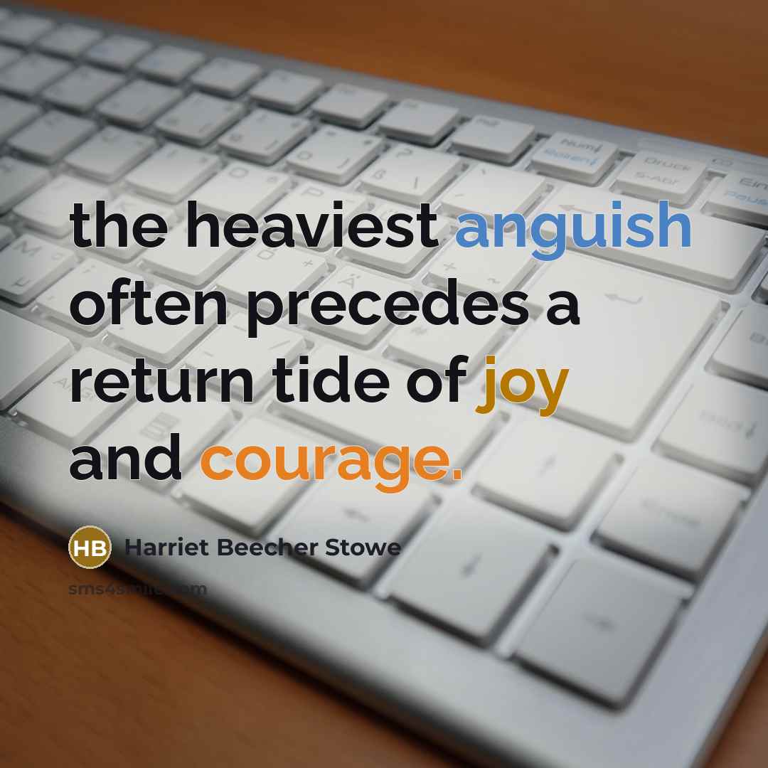 “the heaviest anguish often precedes a return tide of joy…” quote by Harriet Beecher Stowe