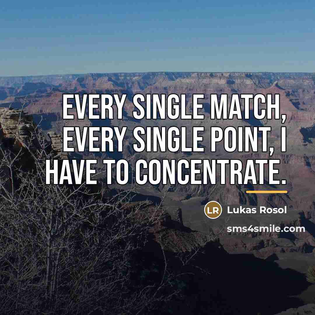 “Every single match, every single point, I have to concentrate.…” quote by Lukas Rosol