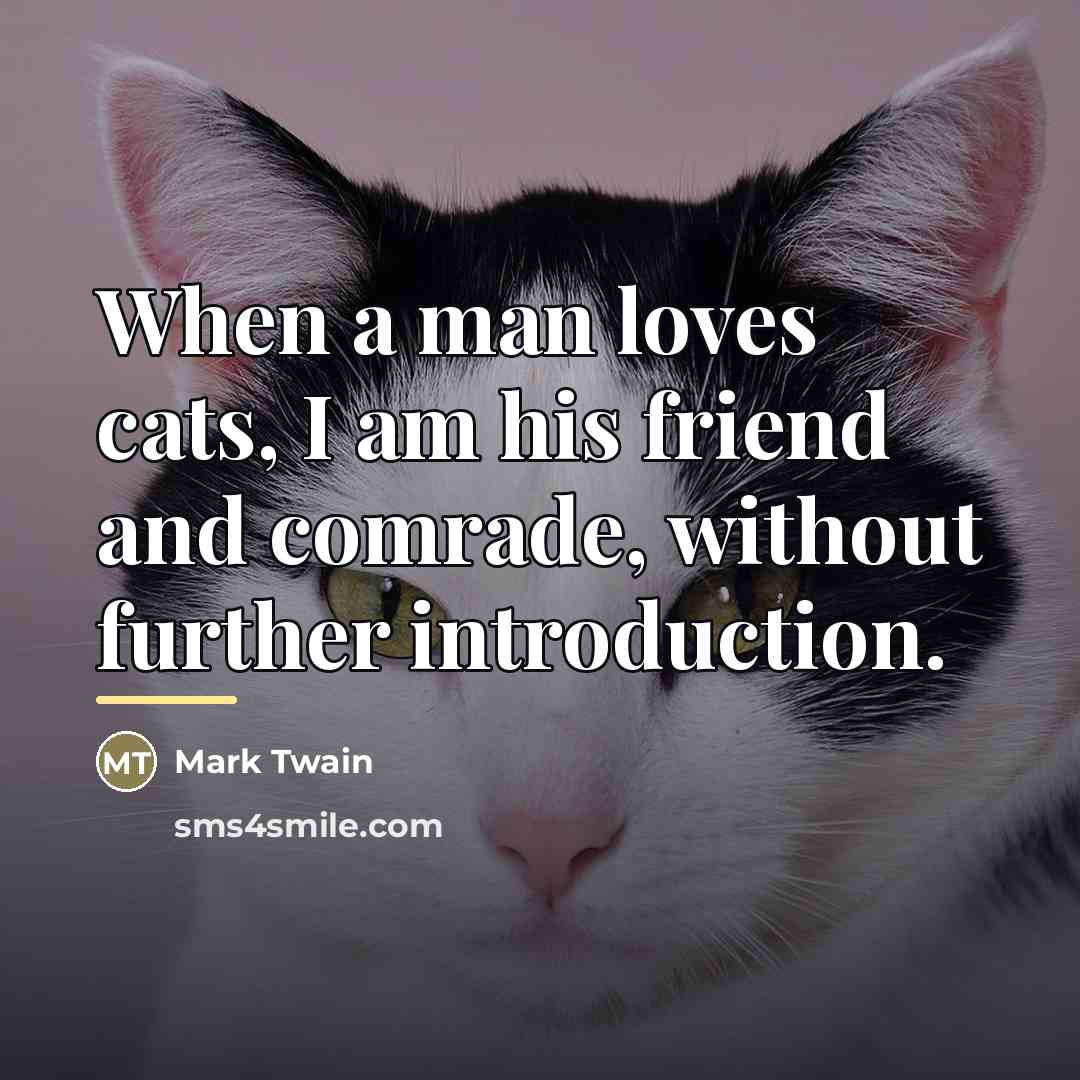 “When a man loves cats, I am his friend and…” quote by Mark Twain