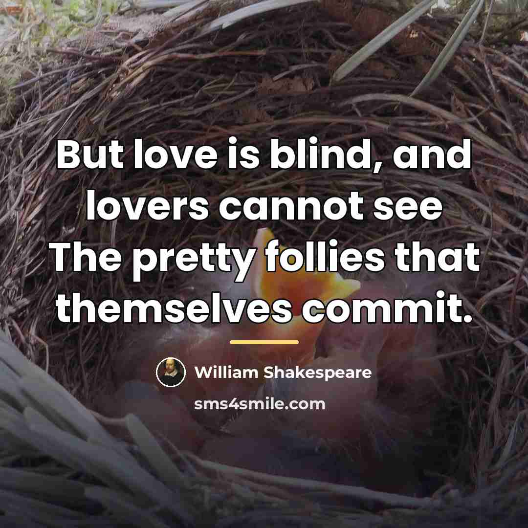 “But love is blind, and lovers cannot see The pretty…” quote by William Shakespeare