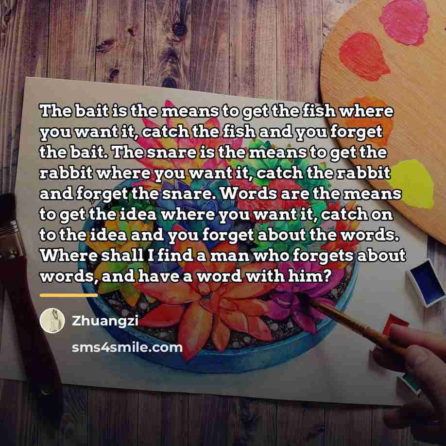 “The bait is the means to get the fish where…” quote by Zhuangzi