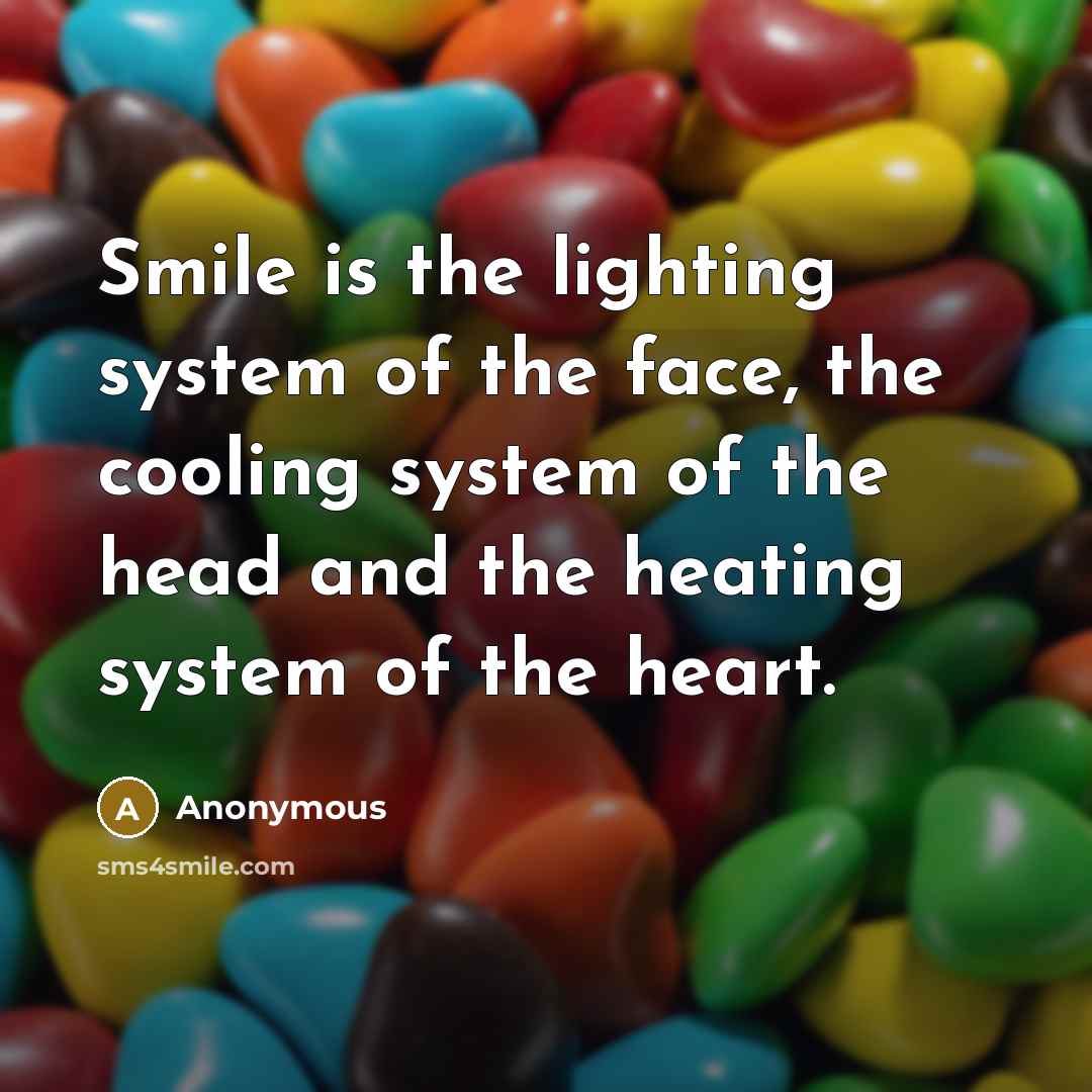 “Smile is the lighting system of the face, the cooling…” quote by Anonymous